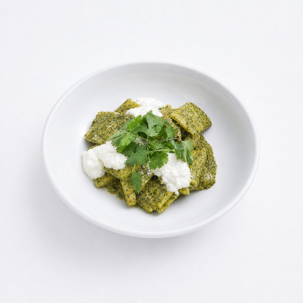 RIGATONCINI AL PESTO E POLLO.